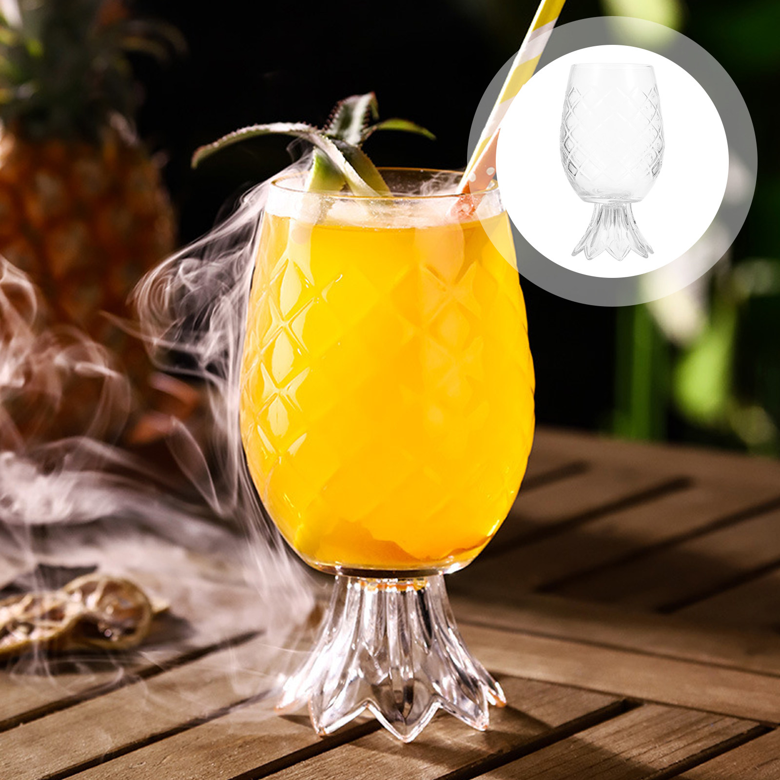 Home Bar Set - ชุดแก้วค็อกเทลรูปสับปะรด สำหรับบาร์สไตล์ทิกิ เหมาะสำหรับเครื่องดื่มมาร์ตินี มาร์การิต้า วิสกี้ และไวน์