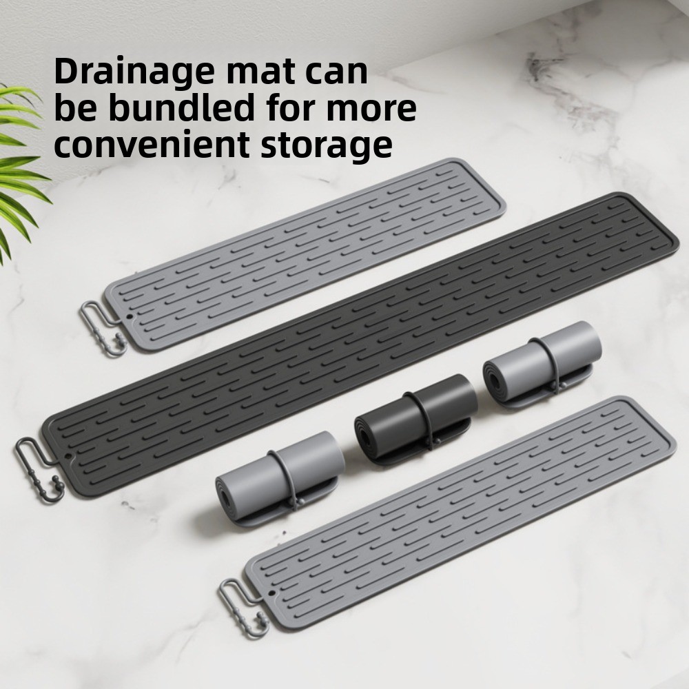 Bar Mat Rubber - แผ่นรองซิลิโคนกันลื่นแบบยาว ทนความร้อน สำหรับวางบนเคาน์เตอร์ครัว จาน ชาม แก้วน้ำ