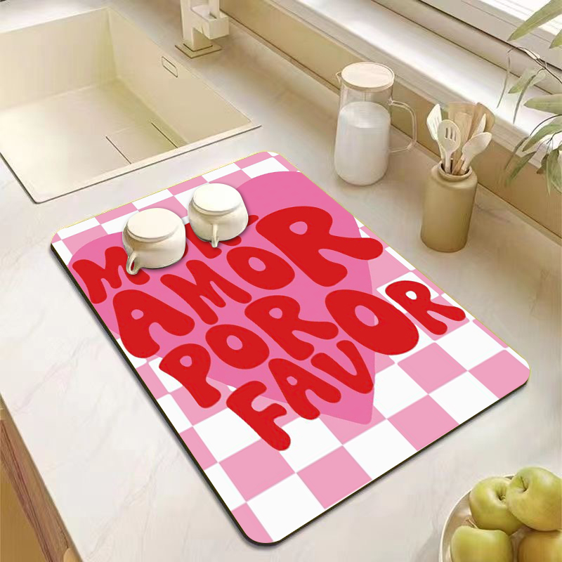 แผ่นรองจานลายทางสีชมพูเขียวสวย - Bar Mat Rubber บทวิจารณ์และราคา